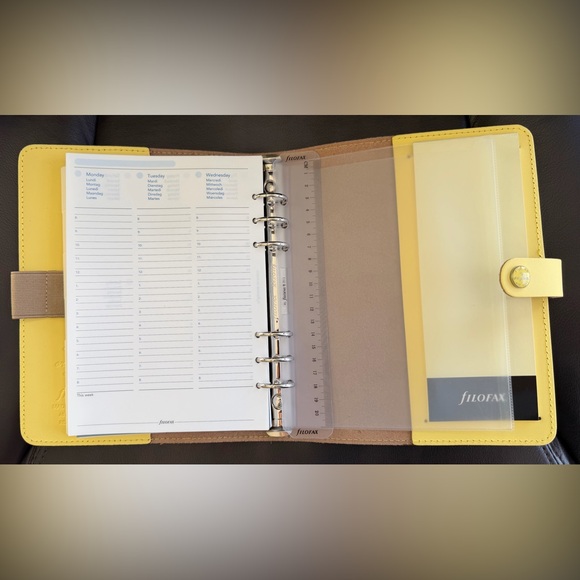 NIB Filofax Original Organizer  - Size A5 In Lemon Yellow Top Grain Leather - Picture 7 of 10
